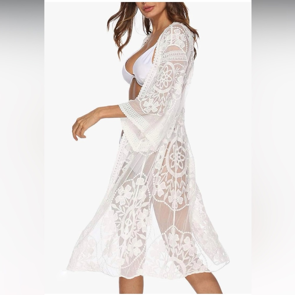 Lace Floral Crochet Beach Cover Up